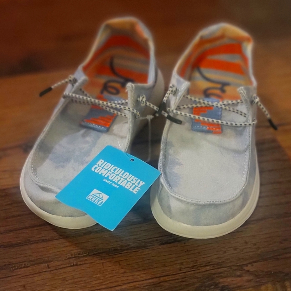 Reef Gray and Orange Sneakers Lightweight Casual